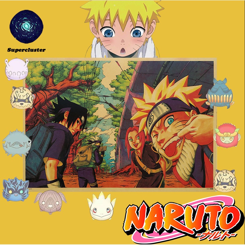 Áp Phích Trang Trí Nội Thất Hình Naruto 7 "Phong Cách Retro 50.5x35cm