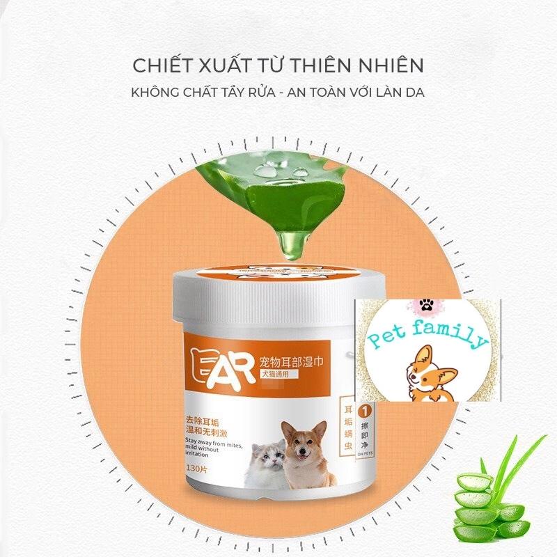 Khăn ướt lau mắt vệ sinh tai tẩy ố bẩn cho chó mèo thú cưng hộp 130 miếng-familypetshop.vn