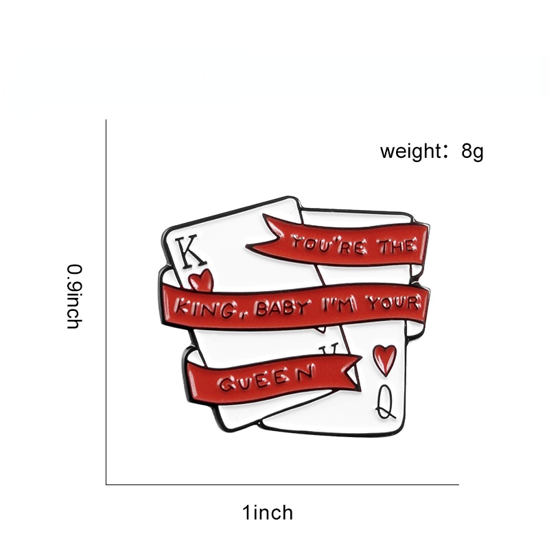 Ghim Cài Áo Hình Lá Bài Poker / King Queen Tráng Men Sáng Tạo Cho Cặp Đôi