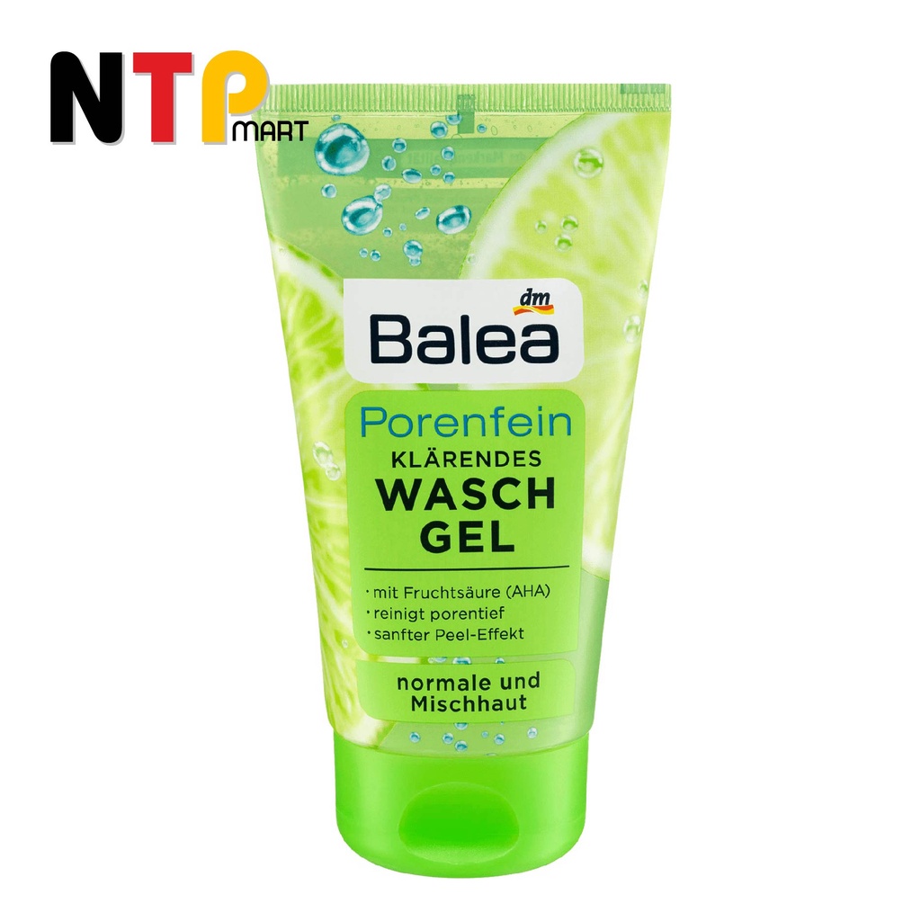 Sữa rửa mặt Balea Porenfein Klärendes Waschgel hương chanh tuýp 150ml