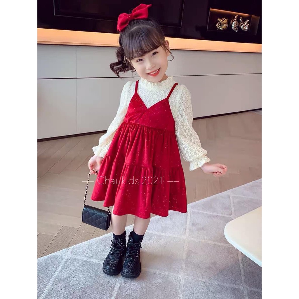 Váy Áo Trẻ Em Thu Đông 💖FREESHIP💖 Váy Trẻ Em Bé Gái Chất Liệu Nhung Cho Bé Từ 10 Tới 22 kg