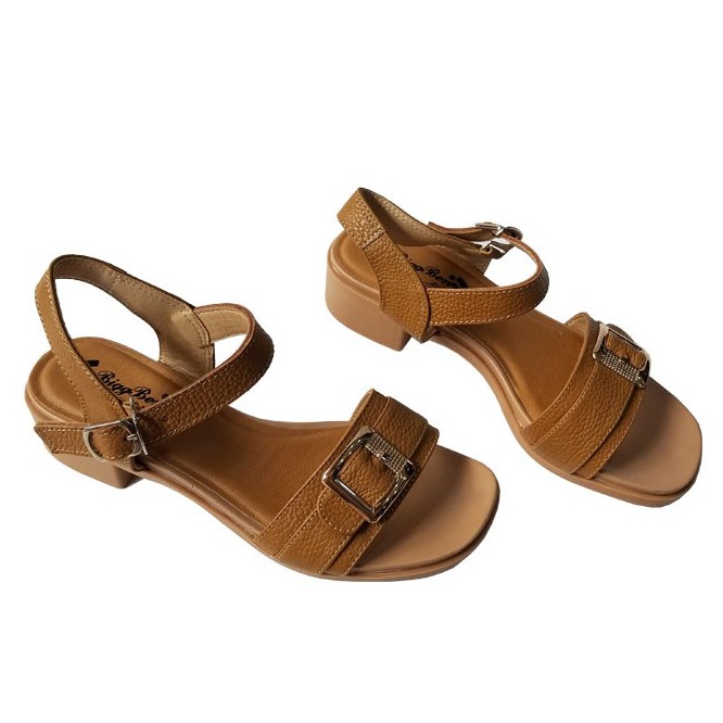 [Mã FAMARAL1 giảm 10K đơn 50K] Giày sandal cao gót nữ da bò thật BIGBEN cao 4 phân GCG84