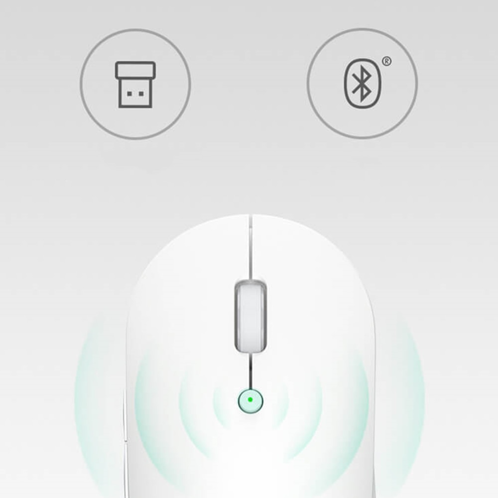Chuột không dây hai chế độ Xiaomi Mi Im lặng Ergonomic Bluetooth USB Nút bên hông Chuột không dây mini có thể bảo vệ cho máy tính xách tay