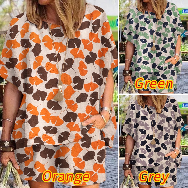 Bộ đồ nữ ZANZEA gồm áo tay cánh dơi và quần eo thun họa tiết in vintage thời trang