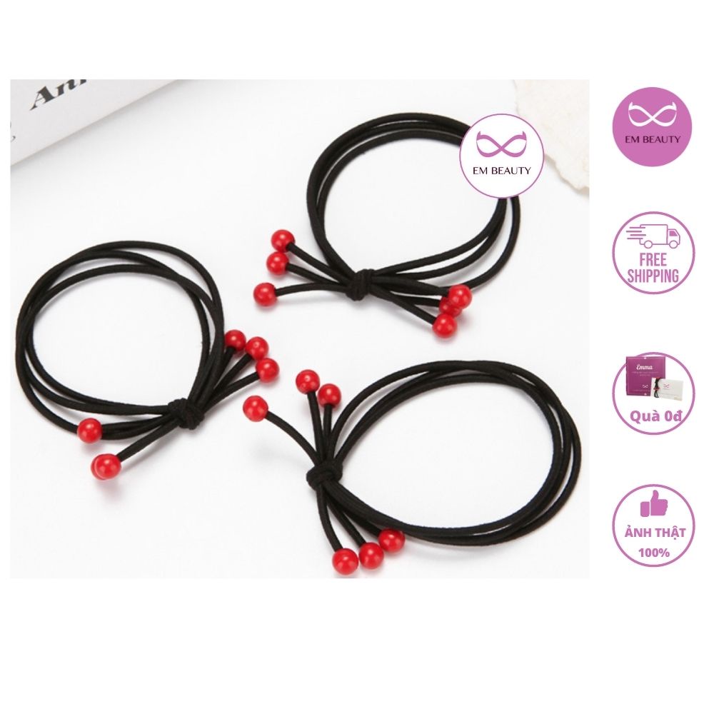 Dây buộc tóc siêu rẻ cho nữ hình hạt cherry đỏ đáng yêu dây buộc tóc cho bé độc đáo tiện dụng