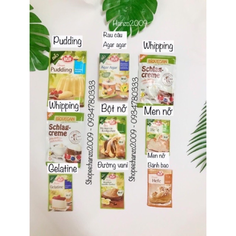 Bột nở, men nở, Gelatin , bột mì , bột bắp , bột năng , bột pancake Ruf bột làm bánh hữu cơ cho bé