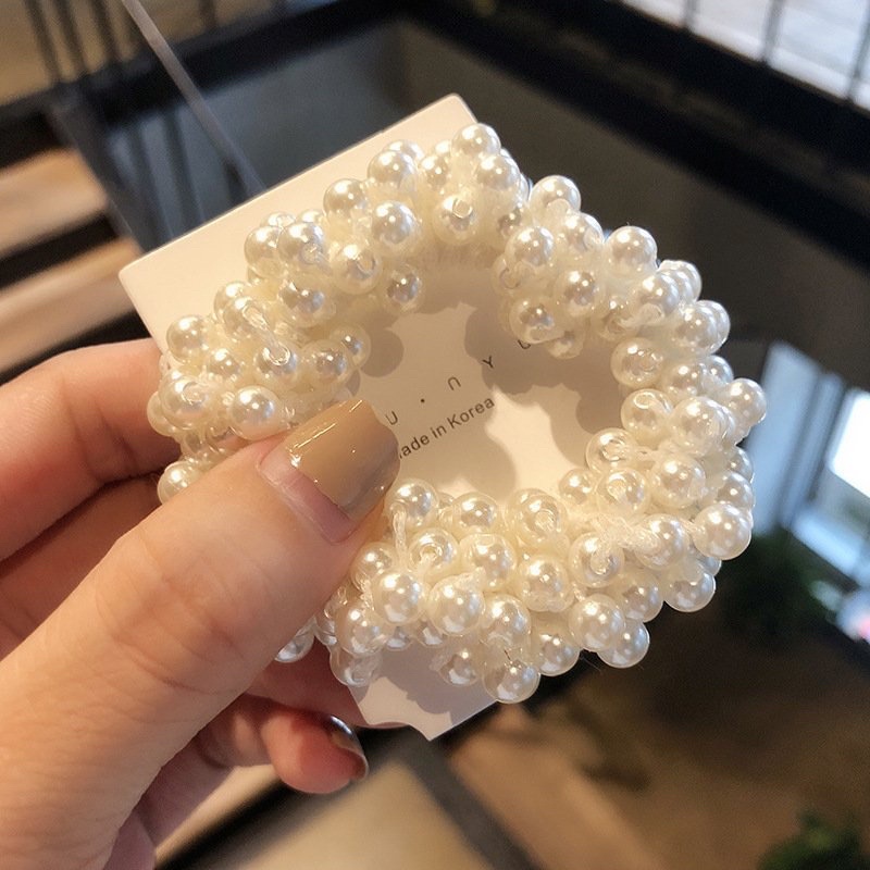 Cột tóc đính hạt nhựa phong cách hàn quốc