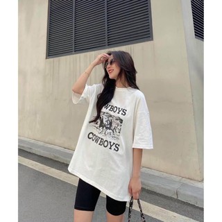 Set quần ngố áo phông cowboys [FREESHIP]🍁Bộ Quần Legging Lửng kèm áo thun tay lỡ form rộng🍁