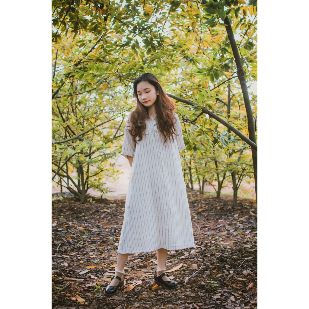 Váy Sơ mi Linen Kẻ