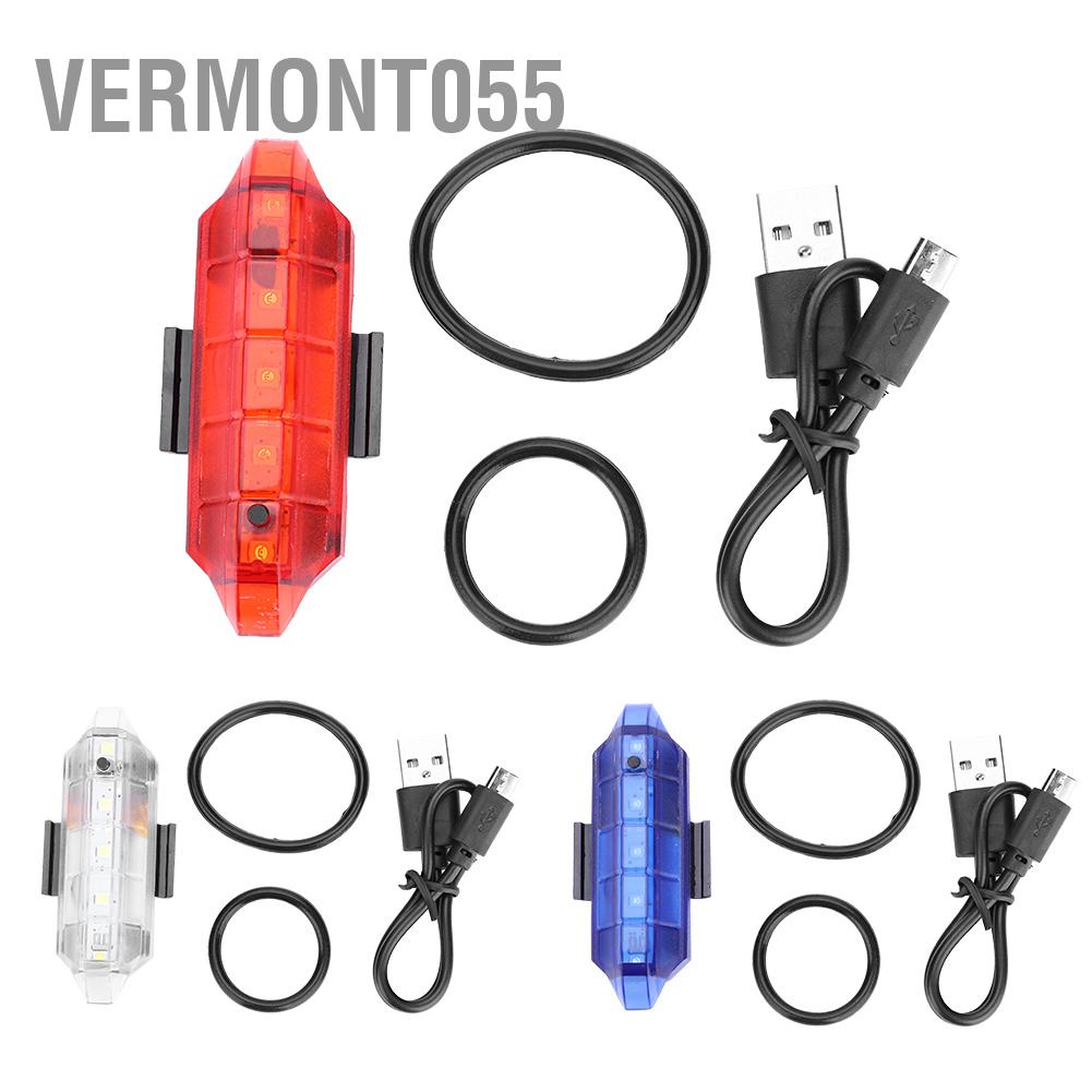 Hàng Hot Đèn hậu xe đạp 5LED có thể sạc lại USB 4 chế độ Đèn sau xe đạp Hàng giao ngayVermont055