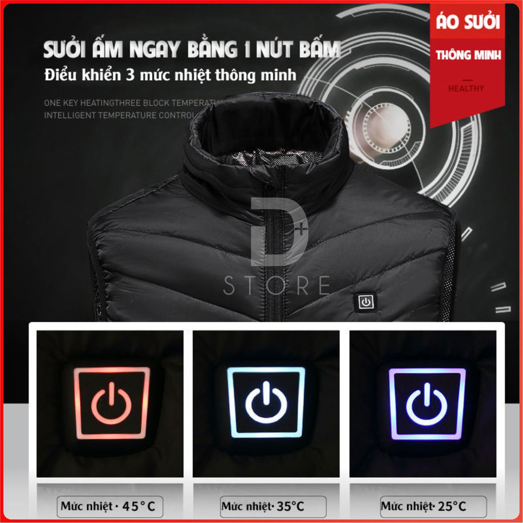 Áo khoác Sưởi điện, Giữ nhiệt Sưởi ấm bằng điện thông minh Dstore mới nhất 2022