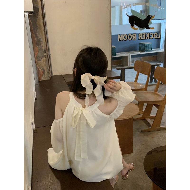 Váy babydoll Đầm Chữ váy xinh váy trắng a Tay Dài Trễ Vai Phong Cách Pháp Thời Trang Mùa Thu Mới 2022