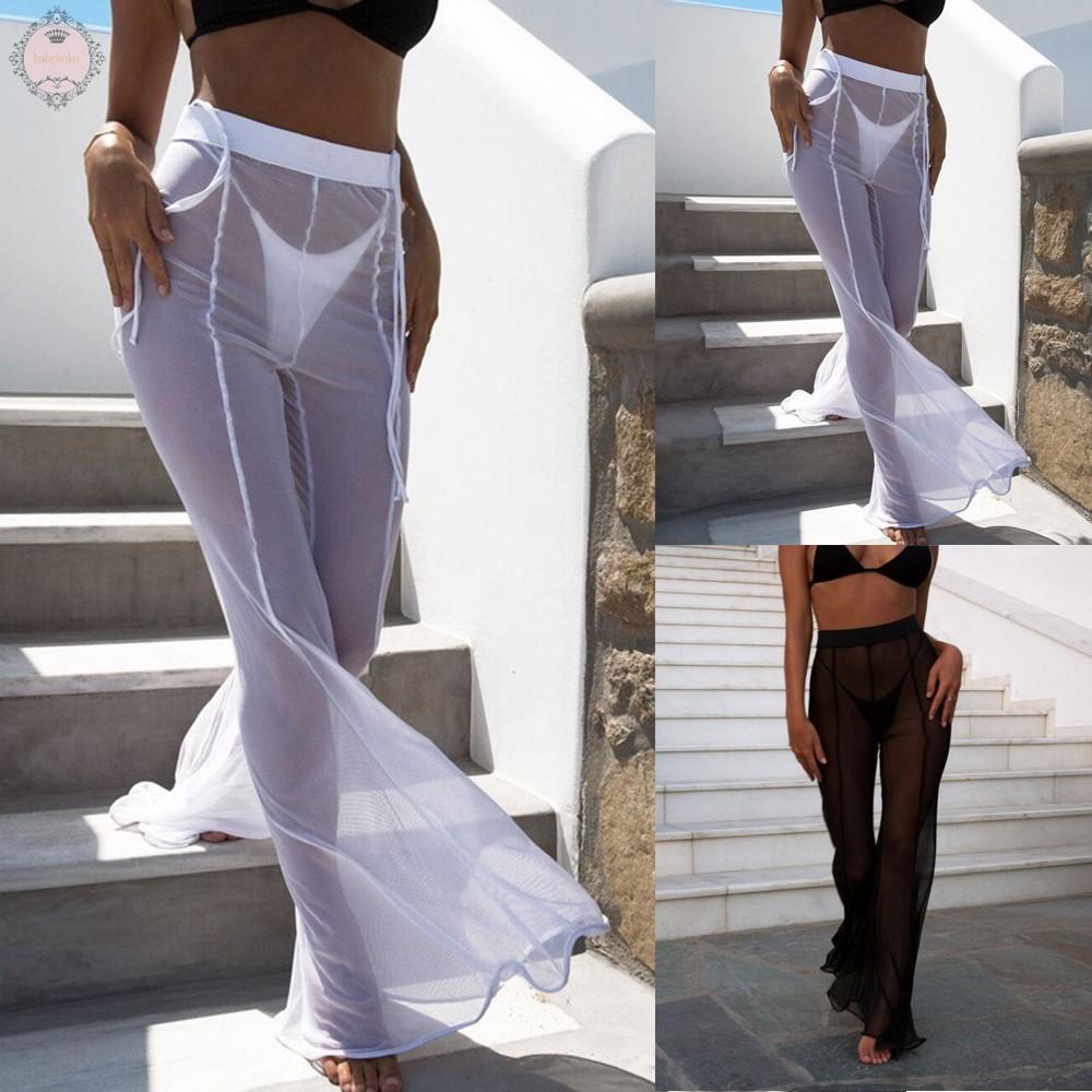 Quần dài lưng cao ống loe xuyên thấu gợi cảm