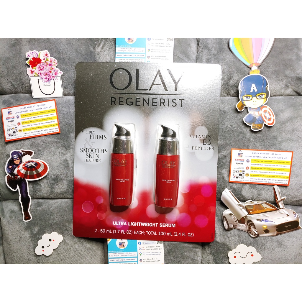 BILL USA - Set Serum dưỡng da chống lão hóa OLAY Regenerist Micro - Sculpting Cream (50ml) ban đêm