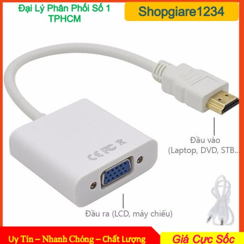 [Mã ELHACE giảm 4% đơn 300K] CÁP HDMI TO VGA CÓ AUDIO.Cáp chuyển HDMI to VGA.