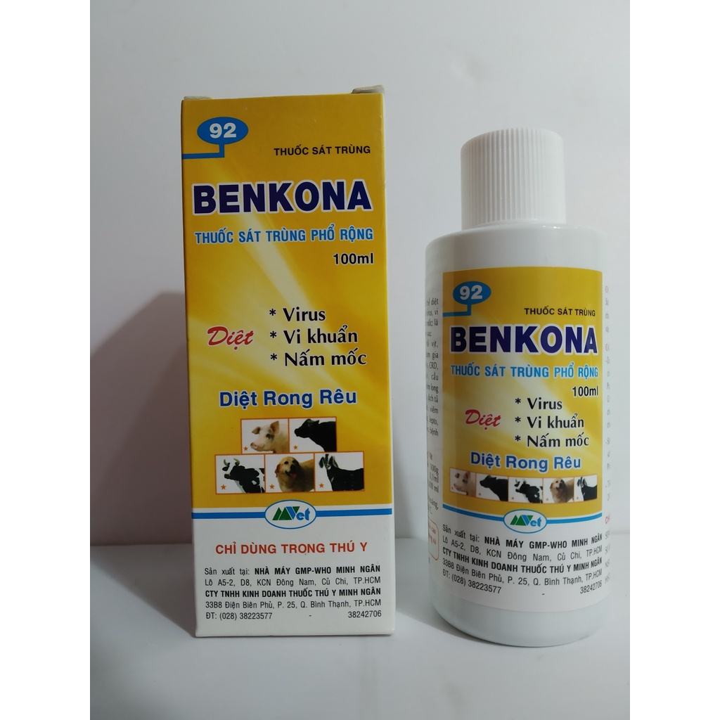Phun, xịt sát trùng chuồng trại BENKONA   chai 100ML