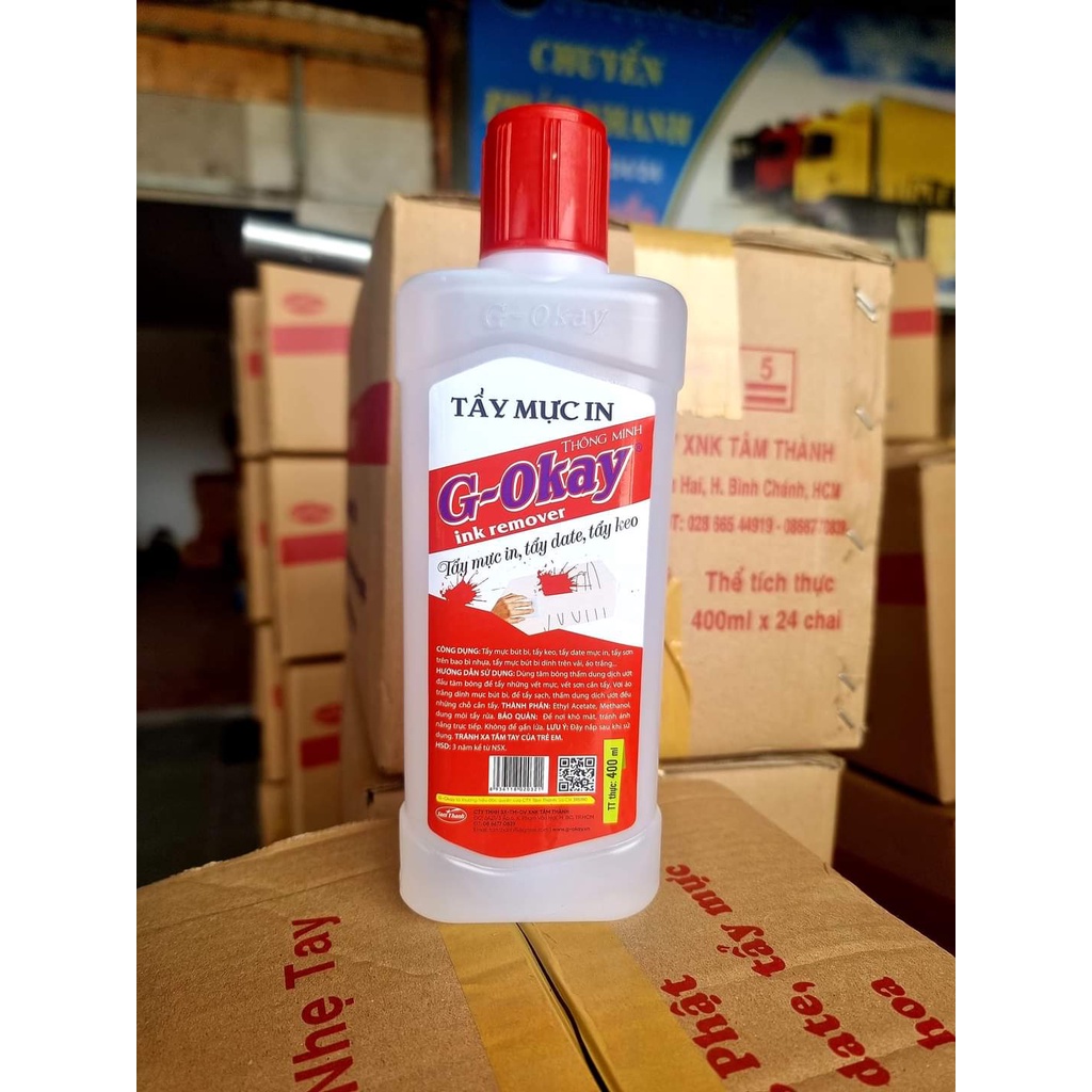 Cách tẩy mực bút bi trên áo , tẩy keo băng dính , mực date G OKAY 400 ml
