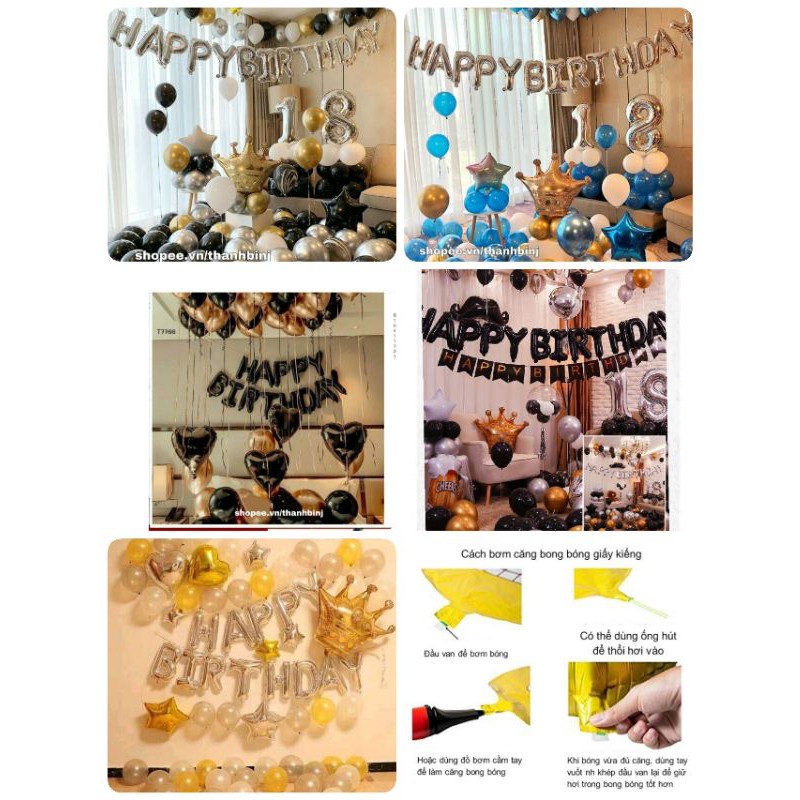 ( Tặng bơm keo ) SET BÓNG TRANG TRÍ SINH NHẬT MS175