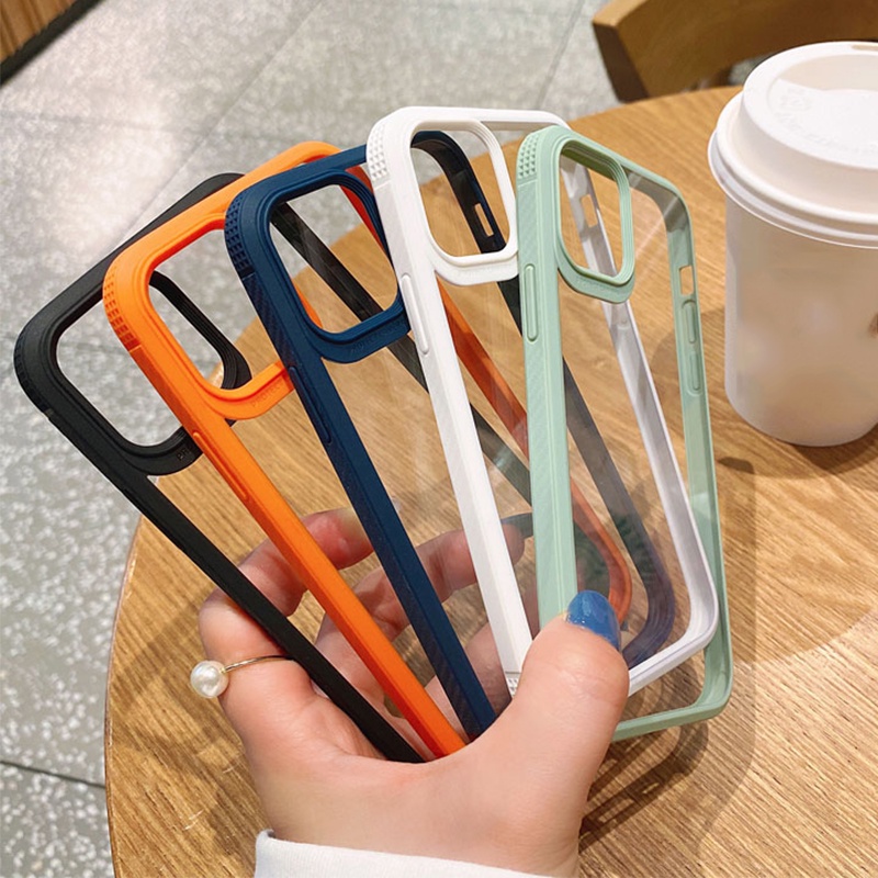 Ốp Điện Thoại Sợi Carbon Trong Suốt Màu Kẹo Cho iPhone 14 13 12 11 Pro Max XR X XS 12 Mimi