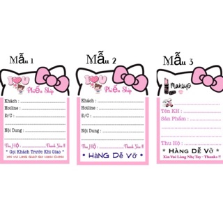 Phiếu decal kitty nơ hồng - xấp 50 tờ