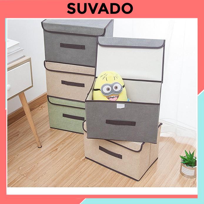 Hộp vải đựng đồ gấp gọn thùng đựng quần áo đồ lót đồ chơi đa năng bằng vải cứng, có nắp đậy HV01 SUVADO
