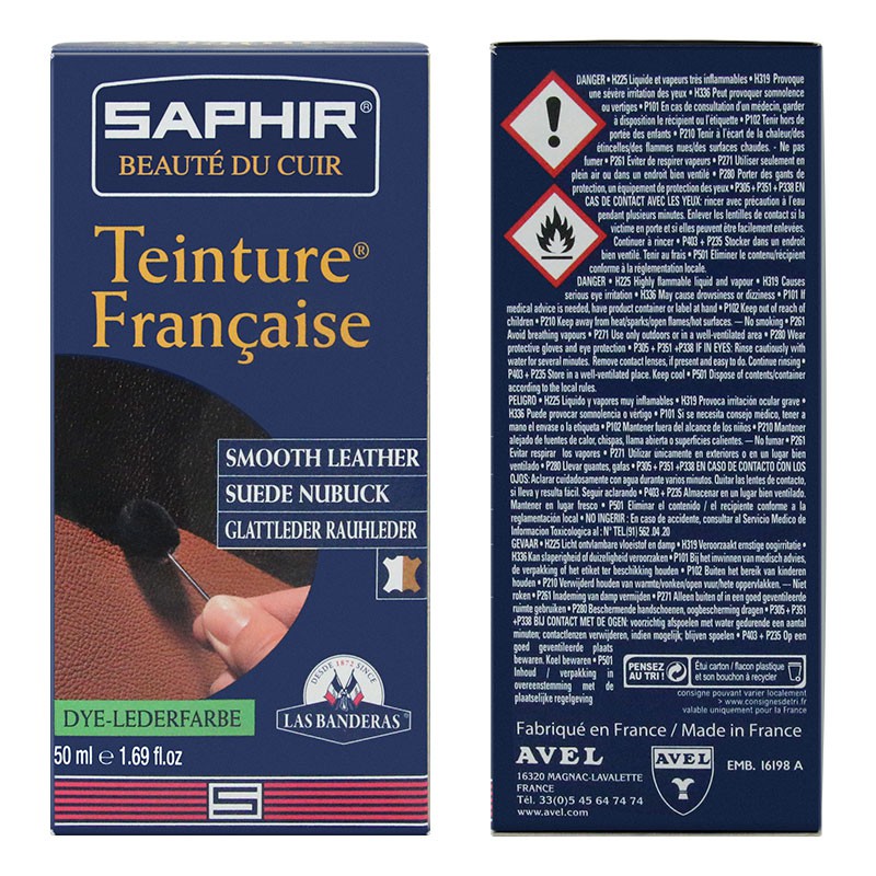 NHUỘM DA GỐC CỒN SAPHIR TEINTURE FRANCAISE 50ML (LEATHER CARE, Chăm sóc đồ da)
