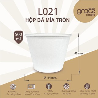 [HÀNG CHÍNH HÃNG] Hộp Tròn Bã Mía 500ml - Chén 500ml (GRACZ - THÁI LAN)