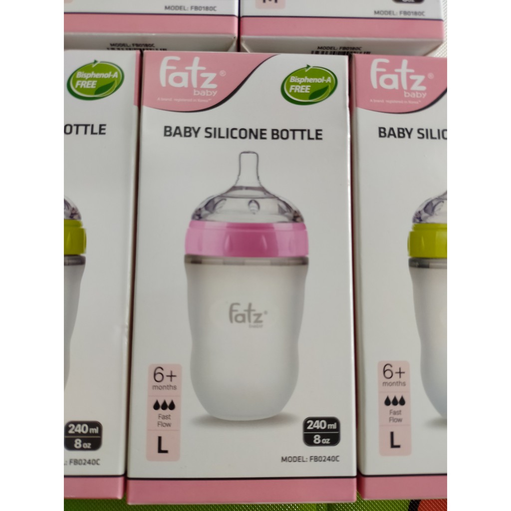 Bình Sữa SIlicon Cổ Siêu Rộng FATZ Fatzbaby 180ml / 240ml - FB0180C / FB0240C (Công nghệ Hàn Quốc)