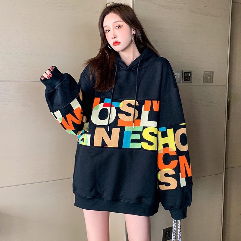 Áo Hoodie Chữ GRAFFITI 🦋 Áo Nỉ Nữ Đen In Chữ Màu Dài Tay Có Mũ 🦋 | BigBuy360 - bigbuy360.vn