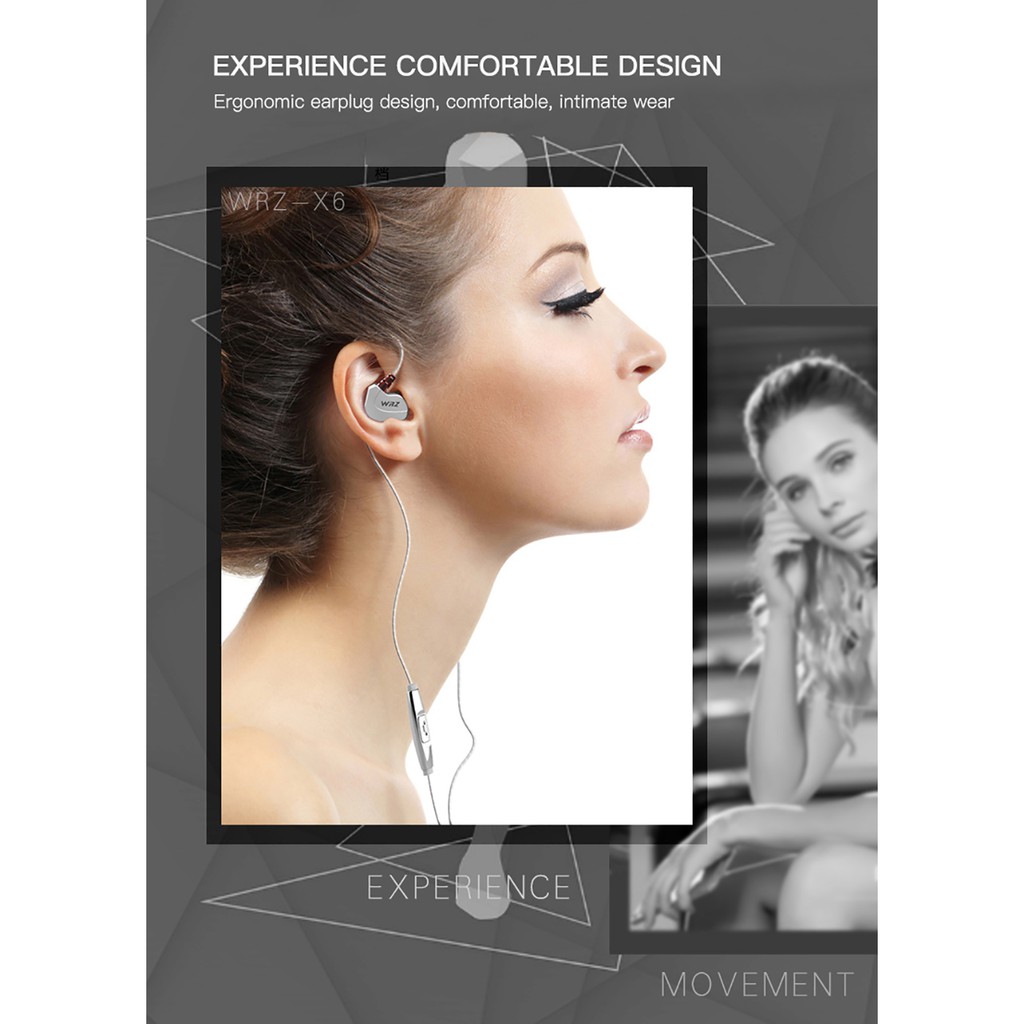 Tai nghe móc tai In-Ear HIFI Zircon Thể Thao siêu Bass chống ồn Zircon X6 phiên bản cao cấp có micro đàm thoại -dc2599