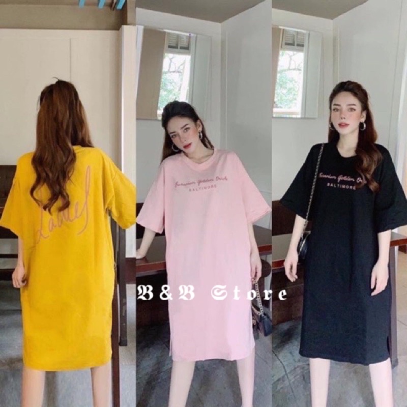 Đầm Suông - Váy suông Cotton Form Rộng in Chữ Ema, Có Size Đến 75kg