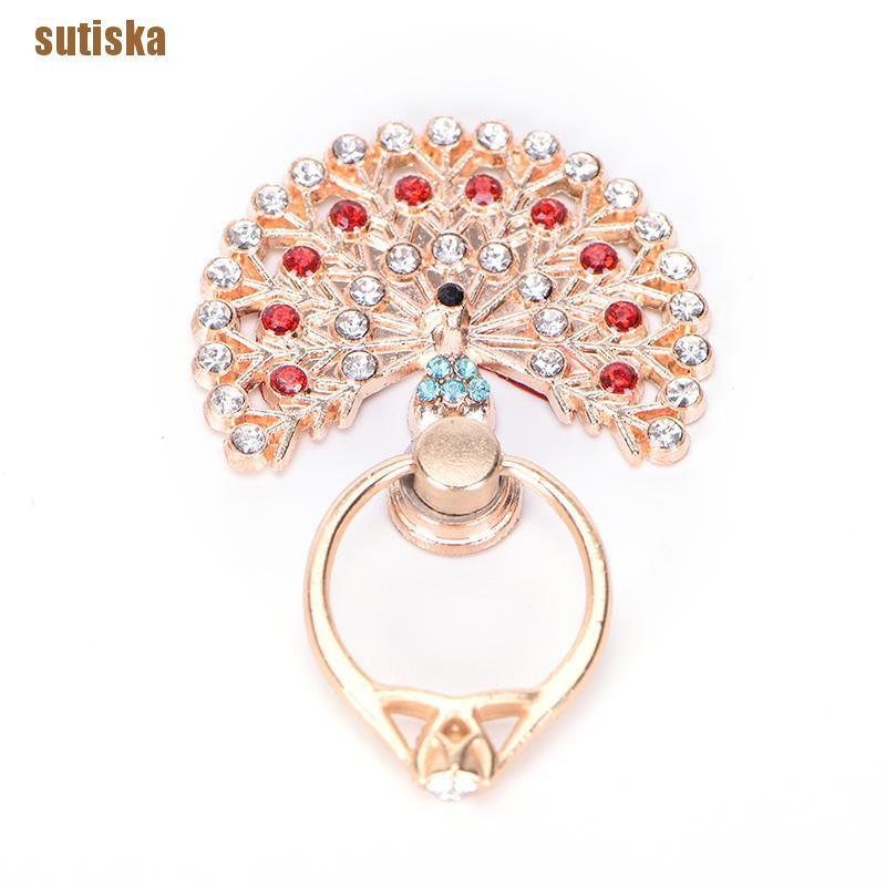 sutiska 360 Degree peacock Finger Ring Mobile Phone Smartphone Stand Holder For Phone GUK