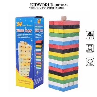 Bộ Rút Gỗ Mầu 54 Thanh Gỗ Loại 18CM Cho Nhóm 2-4 Người Chơi