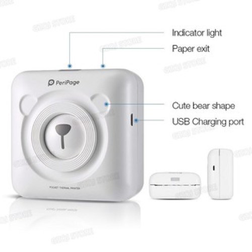 Máy in tem nhãn dán, máy in nhiệt mini Peripage A6- tặng 5 cuộn giấy các loại