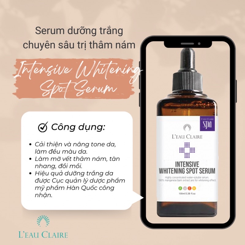 Serum Dưỡng Trắng Chuyên Sâu Loại Bỏ Thâm Nám Hàn Quốc Chính Hãng LEAU CLAIRE 100ml