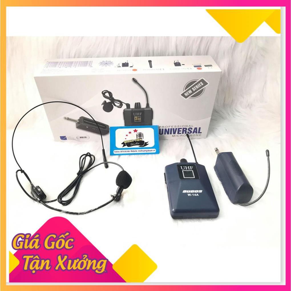 Combo Micro Không Dây Đeo Tai Cài Đầu W14A Trợ Giảng Thuyết Trình Livestream bán hàng Âm Thanh Rõ Nét Bắt Xa 25 Mét