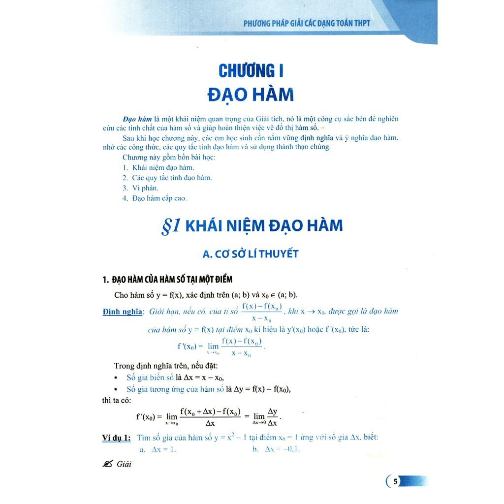 Sách - Phương Pháp Giải Các Dạng Toán THPT: Hàm Số Đạo Hàm Và Ứng Dụng