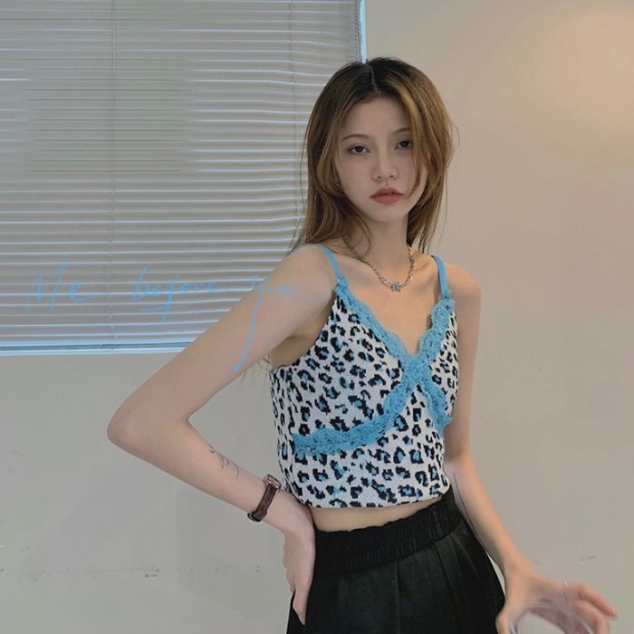 Áo Thun 2 Dây In Họa Tiết Da Báo Cho Nữcb264 10k