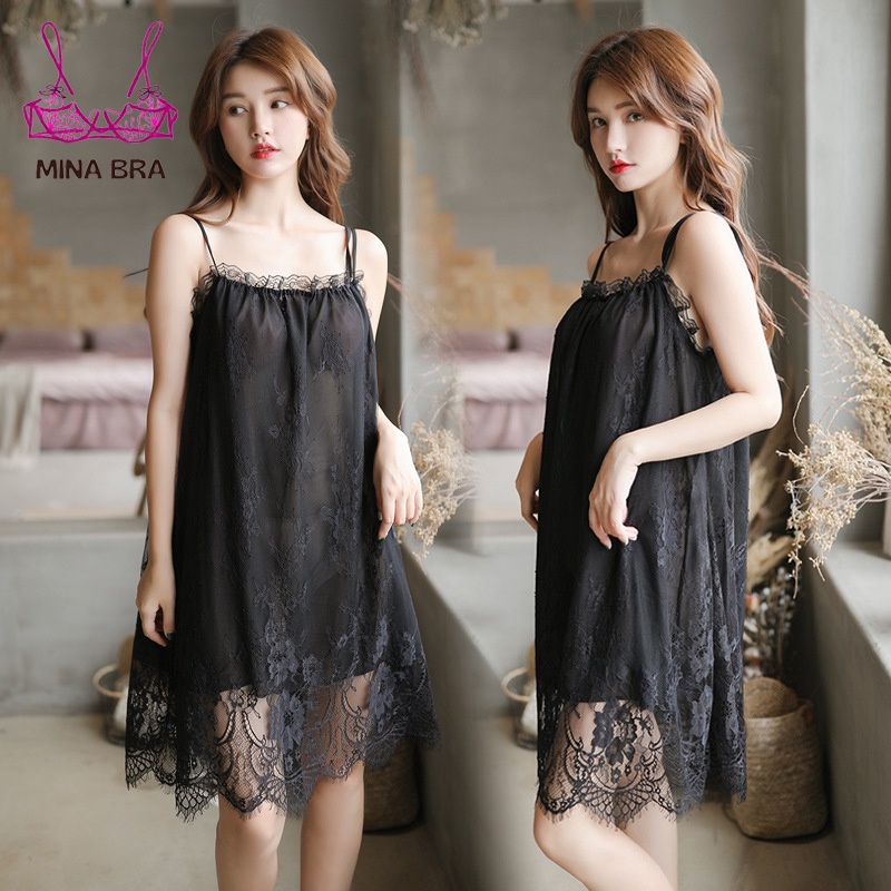 Váy Ngủ Mặc Nhà Thời Trang MINABRA Đầm Ngủ Công Chúa Phối Ren Mềm Mại, Thoải Mái KL02 | BigBuy360 - bigbuy360.vn