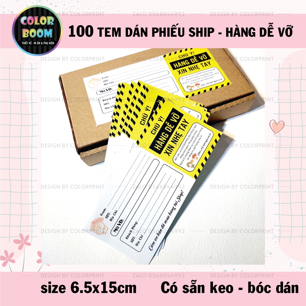 100 Tem Dán Ghi Đơn Hàng - Hàng Dễ Vỡ