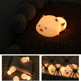 Đèn ngủ LED silicone hình chú heo dễ thương nhiều màu sắc