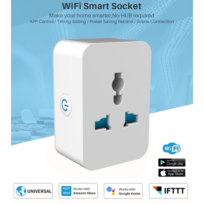 Ổ cắm Thông minh, Kết nối Wifi, ĐIều khiển qua App, Hẹn giờ bật tắt, Đo công suất tiêu thụ 10A/15A, Hệ Tuya/ Smart Life