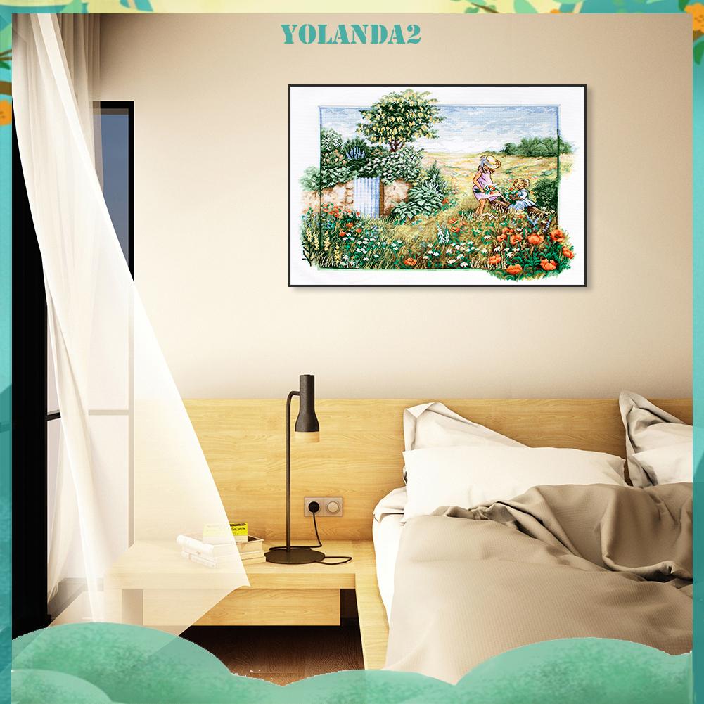 Tranh thêu chữ thập 11CT 3 sợi cotton hình khu vườn toàn diện đẹp mắt