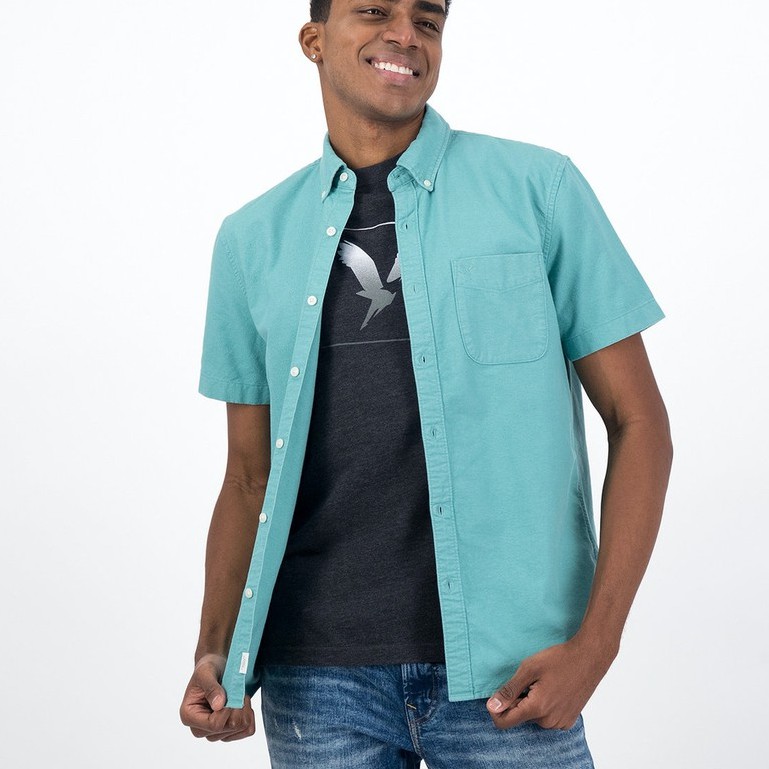 Áo Sơ Mi Nam Ngắn Tay Vải Oxford - FO76 Kho Hàng Xuất Dư