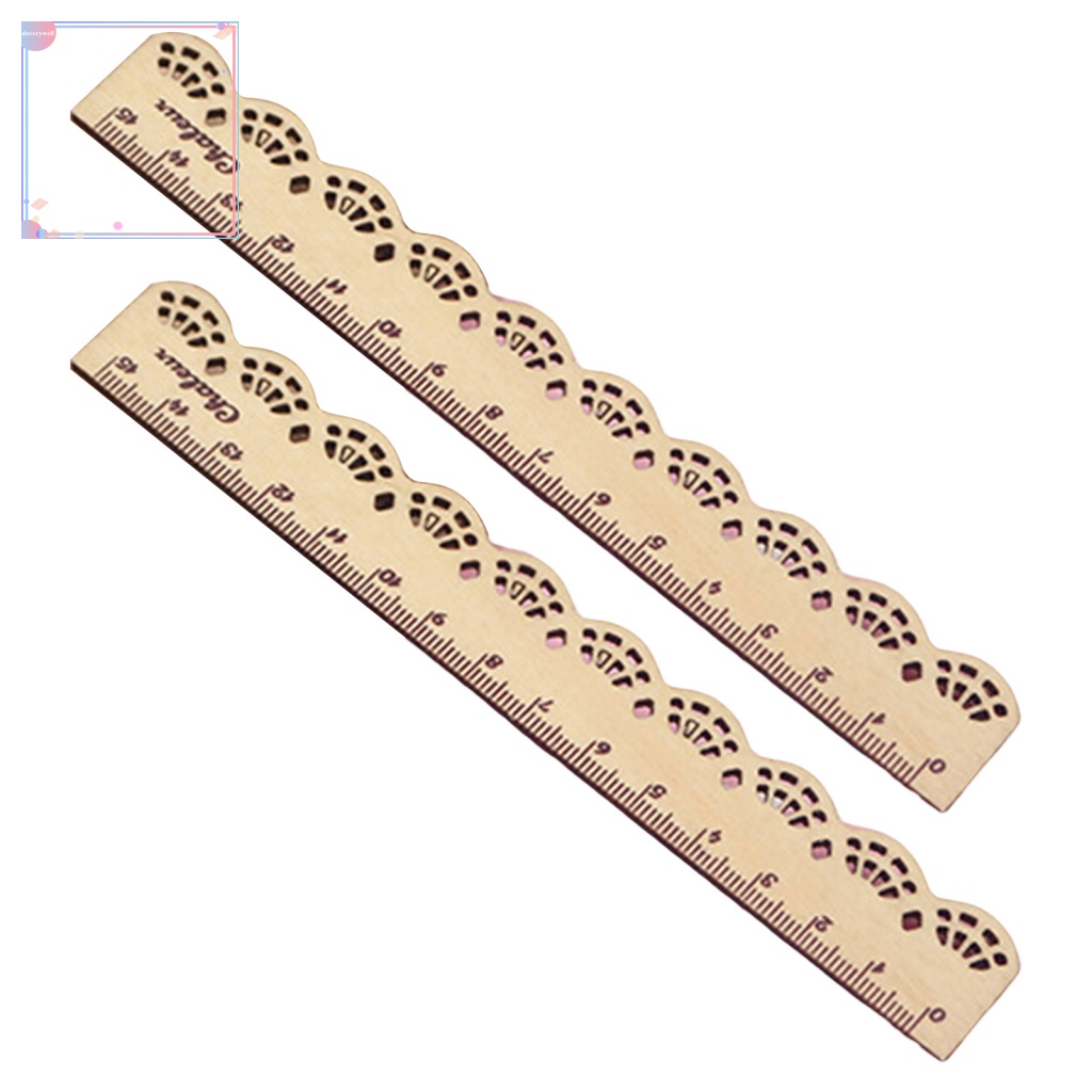 Set 2 Thước Gỗ Thiết Kế Xinh Xắn Đáng Yêu Phong Cách Retro Cho Bé Edge