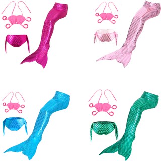 Bộ Đồ Bơi Ba Mảnh Họa Tiết Nàng Tiên Cá Xinh Xắn Cho Bé Gái
