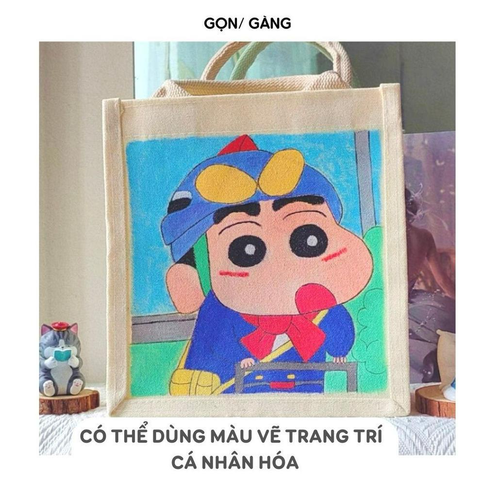 Túi canvas trắng trơn chống nước túi xách nữ vuông form đựng quần áo đi biển túi vải tote vintage đi làm đi học Gọn Gàng