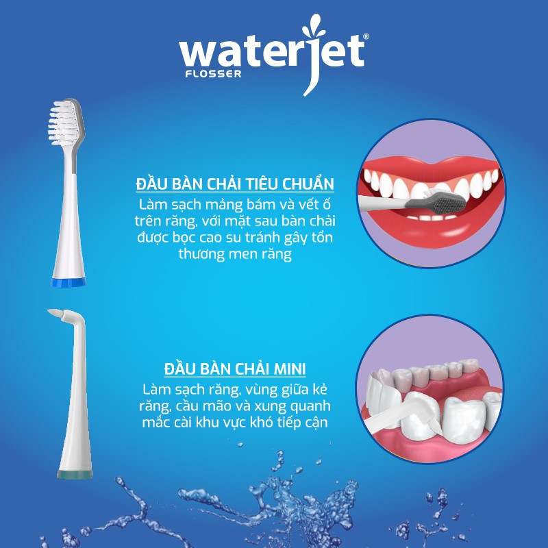 Bàn chải điện sóng siêu âm Waterjet Toothbrush Sonic đánh bay mảng bám gấp 10 lần [dvcareshop]