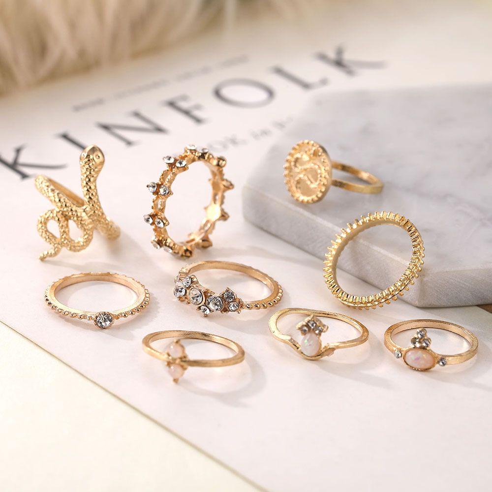 Bộ 9 Nhẫn Họa Tiết Hoa Và Bướm Phong Cách Gothic Cổ Điển Thời Trang Cho Nam Và Nữ