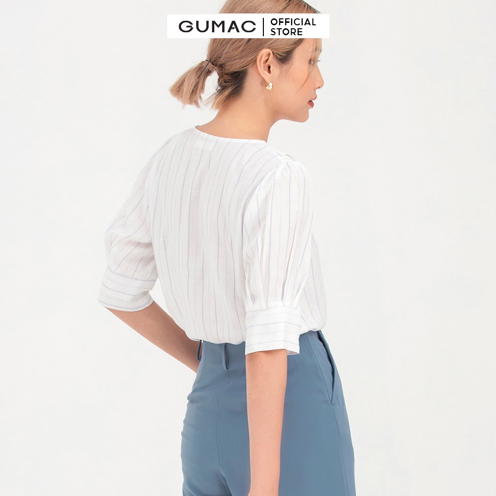 [Mã WABRGM11 giảm 10% đơn 250K] Áo sơ mi nữ GUMAC thiết kế sọc tay lỡ AB796 | BigBuy360 - bigbuy360.vn